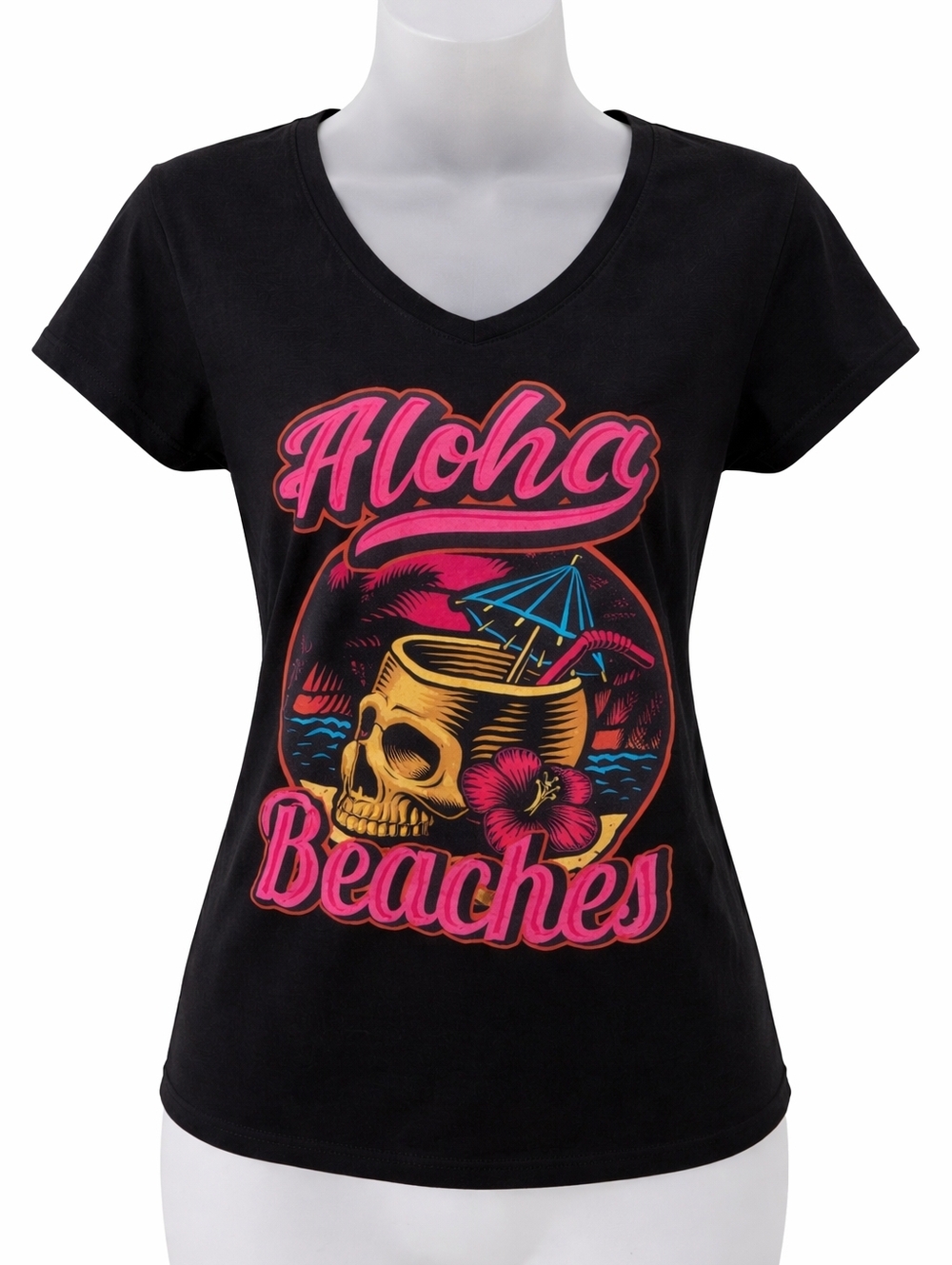 Unique Aloha Beaches Black Tropical Hawaiian Skull T-shirt XL TropicGoth Goth